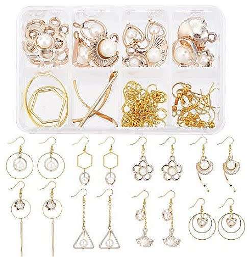 ***DIY*** 8 Pairs / Glass &  Imitation Pearl / Brass Findings / Gold Tone