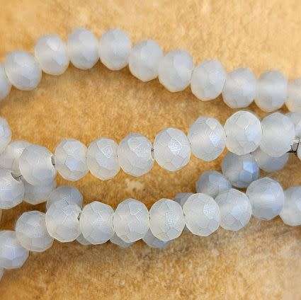 *Clearance Sale*20pc (6x5mm) Light Grey / Frosted Electroplated / Faceted Rondelle
