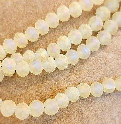 *Clearance Sale*20pc (6x5mm) Light Yellow / Frosted Electroplated / Faceted Rondelle /