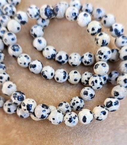 1 Strand  (+/-6mm)  Natural / Dalmatian Jasper /  Round Beads / +/- 60pc