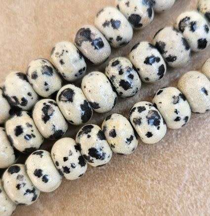 *Clearance Sale*1 Strand  (+/-8x5mm)  Natural / Dalmatian Jasper /  Rondelle Beads
