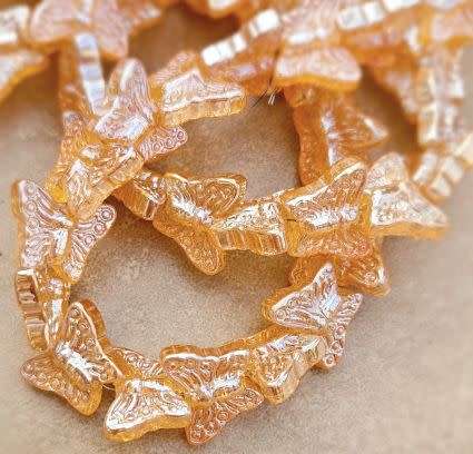 *Clearance Sale*10pc  (15x12mm) Orange / Butterfly  Electroplate Glass Beads