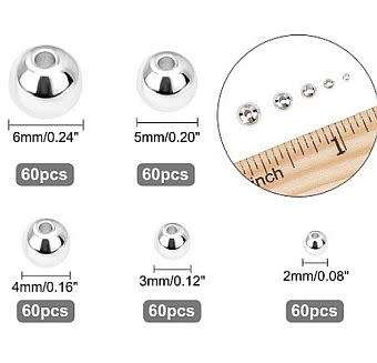 Clearance Sale**5 Sizes /  300 pcs / Round / Silver Tone / Brass  / Spacer Beads