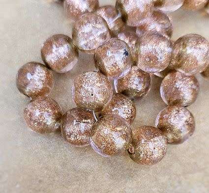 *Clearance Sale* 1pc x (+/-14mm) Pink / Gold Sand / Round / Handmade  Lampwork