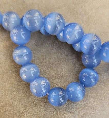 *Clearance Sale*10pc x 10mm Pale Blue Cat`s Eye Beads