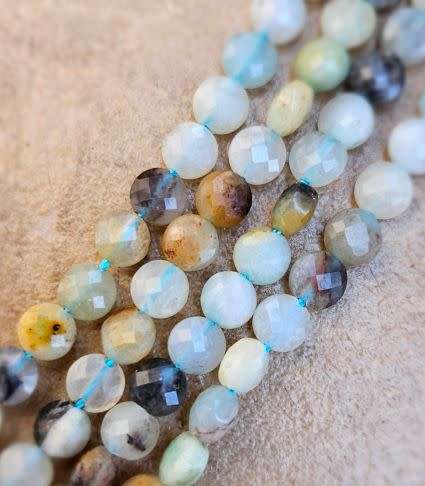 *Clearance Sale*1  Strand  (+/-4.5mm)Natural / Flower Amazonite /  Flat Round/ Faceted /