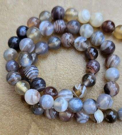 *Clearance Sale*1 Strand x  (+/-6mm)  Natural / Botswana Agate/Round Beads