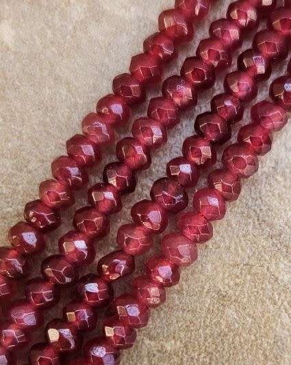*Clearance Sale*1 Strand (+/-4mm)  Natural  / Malaysia Jade / Dyed / Red / Faceted Rondelle Beads
