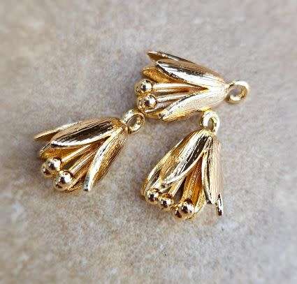 *Clearance Sale*1pc x (14x9mm) Flower / Gold Plated / Brass  /  Charm