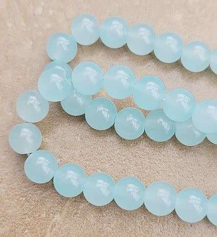 *Clearance Sale*20Pc x 6mm  Light Blue / Painted / Round  Glass  Beads
