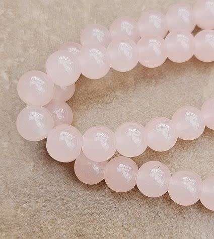 *Clearance Sale*20Pc x 6mm  Light Pink / Painted / Round  Glass  Beads
