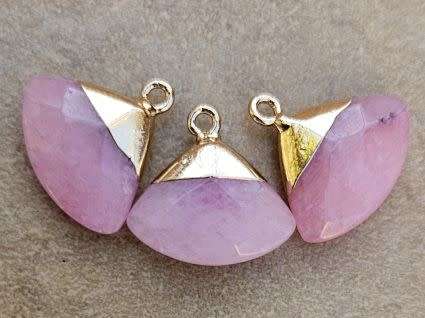 *Clearance Sale*1pc ( +/-18x 19mm) Natural / Jade / Pink / Dyed / Triangle  / Faceted / Gold Tone /