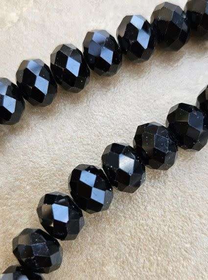 *Clearance Sale*10pcs  (12x9mm)   Black  / Opaque  / Faceted /  Rondelle Glass Beads