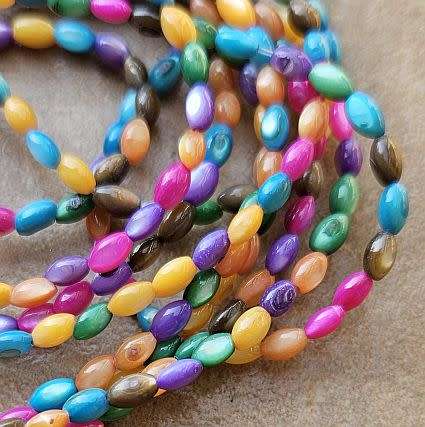 3 Strands (+/-5x2mm) Natural / Freshwater/ Shell / Oval Beads / Dyed / Mixed Colors