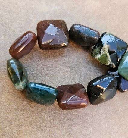 *Clearance Sale*1 Strand  (+/- 12x12mm)  / Natural / Indian Agate / Square Faceted