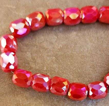 *Clearance Sale*10pc  (8mm) Red / Barrel  / Faceted / Opaque / AB Glass Beads