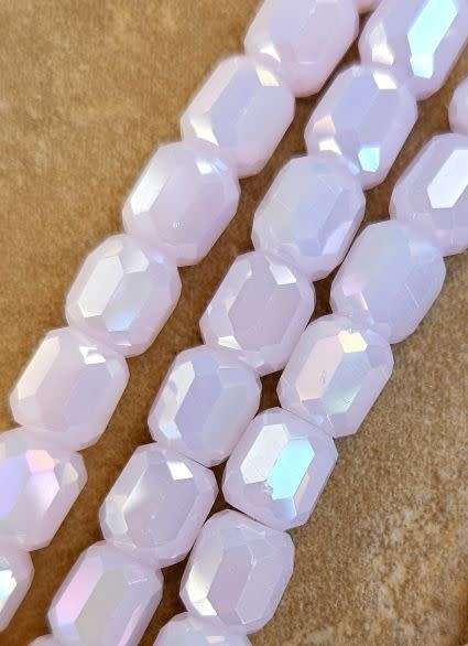 *Clearance Sale*10pc  (8mm) Pink / Barrel  / Faceted / Opaque / AB Glass Beads