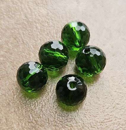 *Clearance Sale*10pc x 10mm Green / Imitation Crystal / Round Faceted Beads