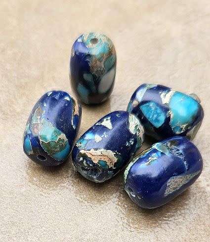 *Clearance Sale*1Pc x (14x10mm)Natural  Imperial Jasper  / Dyed / Dark Blue / Multi Color