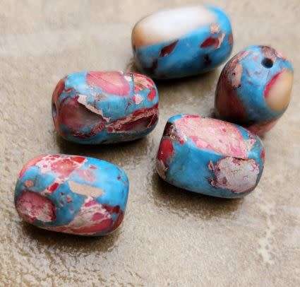 *Clearance Sale*1Pc x (14x10mm)Natural  Imperial Jasper  / Dyed / Light Blue / Pink Color / Multi