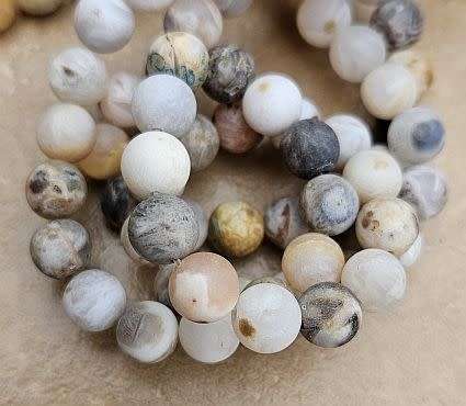 *Clearance Sale*1 Strand (+/-8mm) Natural /  Bamboo Leaf Agate / Frosted / Round  Beads