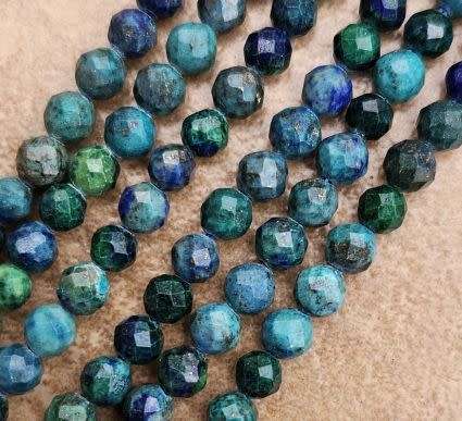 Clearance Sale ** 1  Strand  (+/-4mm)Natural /Chrysocolla and Lapis Lazuli  /  Faceted Round/