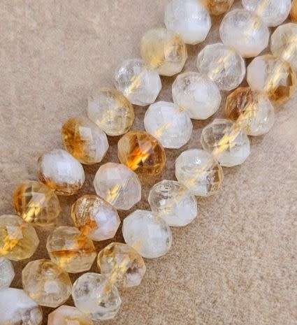 *Clearance Sale*1 Strand  (+/- 6x4mm) Natural /  Citrine /  Faceted Rondelle  Beads +/- 80pcs