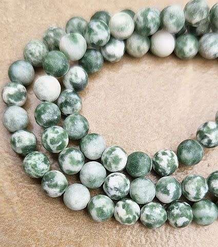 *Clearance Sale*1 Strand (+/-4mm)  Natural / Frosted / Green Spot Jasper / Round  Beads