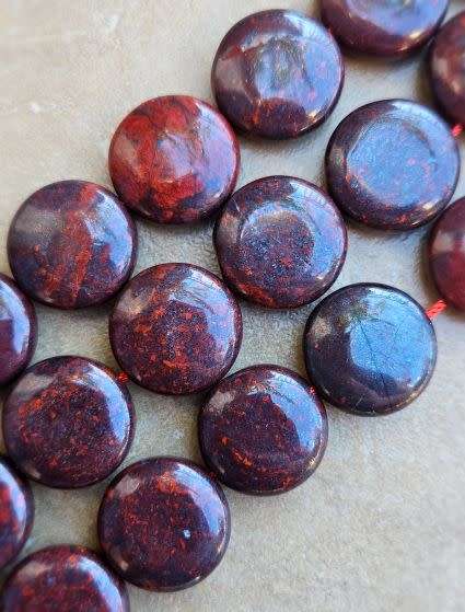 *Clearance Sale*4pcs  x (20 mm)  Natural / Brecciated / Jasper /  Flat Round  Beads