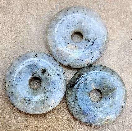 *Clearance Sale*1 pc Natural / Labradorite  / Disc  Shape  / Bead / Pendant (+/- 30x7mm)