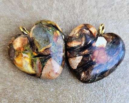 *Clearance Sale*1pc Natural /Assembled Bronzite and Imperial Jasper/ Gold Tone / Heart Pen