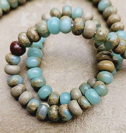 *Clearance Sale*1 Strand  (+/-6x4mm) Natural /Aqua Terra Jasper / Rondelle Beads +/