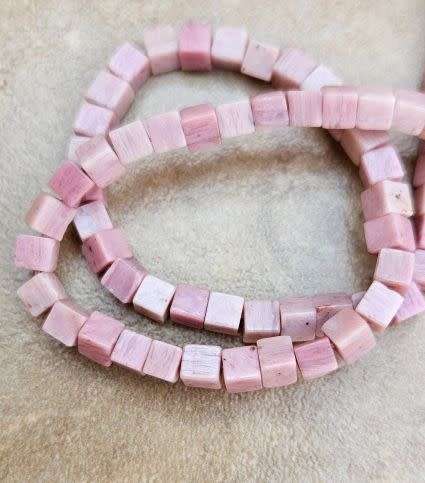 *Clearance Sale*1 Strand (+/- 4x4mm) Natural  / Rhodonite    / Cube  Beads +/-