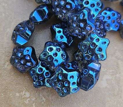 *Clearance Sale*6pc  (15x9mm) Dark Blue  / Star / Electroplate Glass Beads