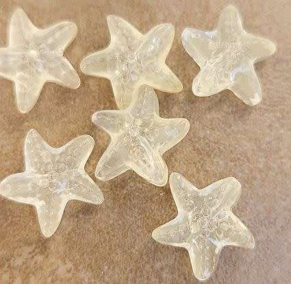 *Clearance Sale*10Pc x (14 mm)  Yellow Painted  Starfish Glass Beads