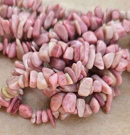 *Clearance Sale*1 Strand  Natural /   Rhodonite / Chips / Beads (Between 2 & 10mm)
