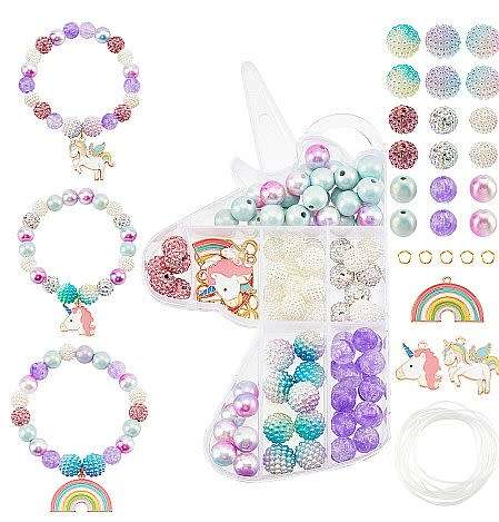 ***DIY*** Stretch Bracelet Making Kit  / Unicorn Theme / Clay /  Acrylic  Beads / Enamel  Charms