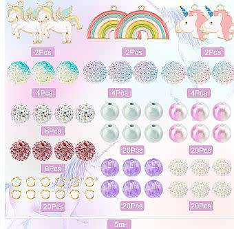 ***DIY*** Stretch Bracelet Making Kit  / Unicorn Theme / Clay /  Acrylic  Beads / Enamel  Charms