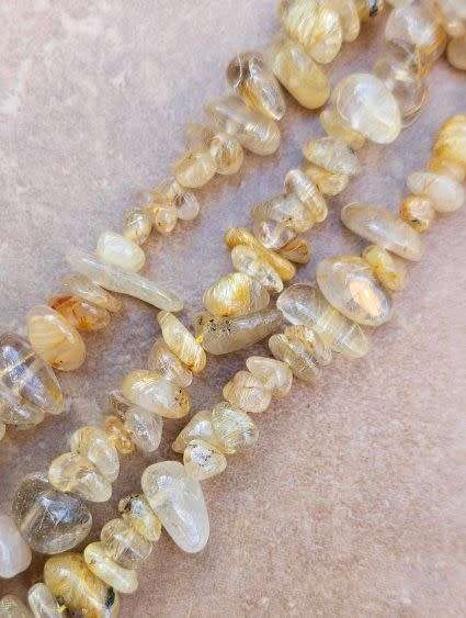 *Clearance Sale*1 Strand  Natural / Gold  Rutilated Quartz / Grade A / Chip / Beads /