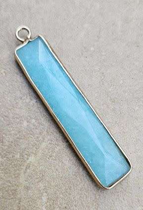 *Clearance Sale*1pc Natural /Amazonite/  Gold Tone / Dyed / Faceted / Rectangle Pendant