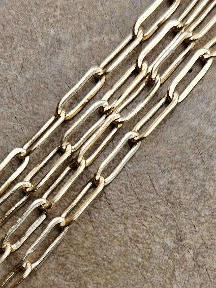 *Clearance Sale*1m   Gold Plated / Paperclip Links /  Brass Chain /  Link Size 8.5x3mm