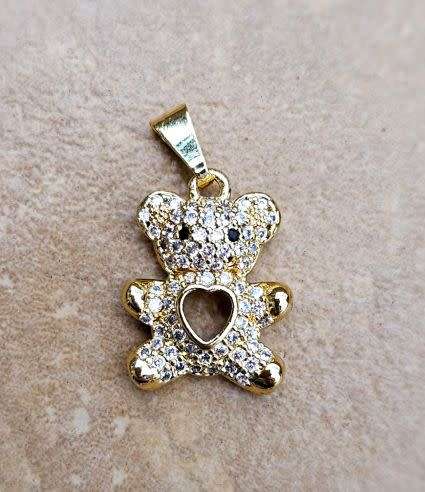 *Clearance Sale*1pc (19x14mm) Bear  / Gold Plated  / Cubic Zirconia / Brass /  Pendant