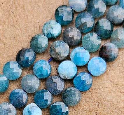 1 Strand  (+/-4mm) Natural /  Apatite / Faceted Flat Round  Beads   +/- 105pc