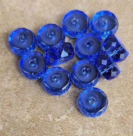 10pc x (8x4mm) Dark Blue / Imitation Crystal / Rondelle Faceted Beads