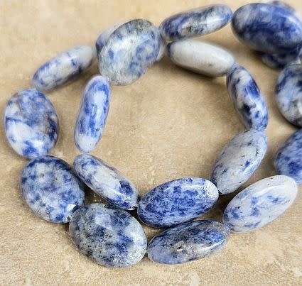 *Clearance Sale*1 Strand  x ( +/- 18x13mm)  Natural / Blue Spot Jasper / Oval  Beads/ +/-22pcs