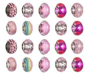 ***DIY***  Pink / Bracelet Making Kit, Tibetan Style Alloy, Enamel and Resin European Beads,