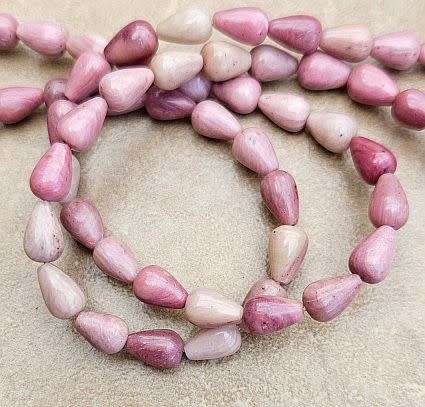 *Clearance Sale*1 Strand (+/-9x6mm) Rhodonite /  Drop  Beads +/- 48pcs