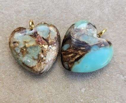 *Clearance Sale*1pc Natural /Assembled Bronzite and Imperial Jasper/ Gold Tone / Heart Pend