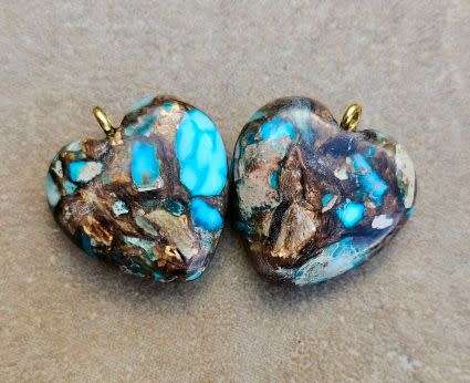 *Clearance Sale*1pc Natural /Assembled Bronzite and Imperial Jasper/ Gold Tone / Heart Pen