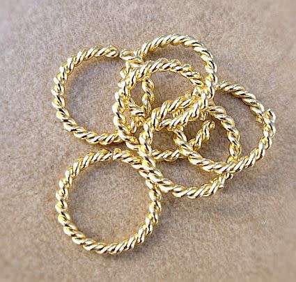 *Clearance Sale* 20pc  x 12mm Stainless Steel / Gold Tone  Twisted Open Jump Rings